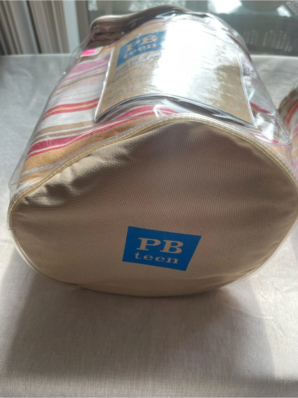 Pottery Barn Teen Yellow Red Pink Brown Orange Stripe Duvet Cover Set W/ Shams